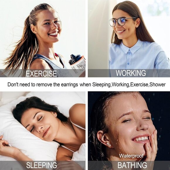 Small Gold & CZ Flat Back Cartilage Earring Set, 15 Pairs, Surgical Steel, Comfo - Picture 5 of 6